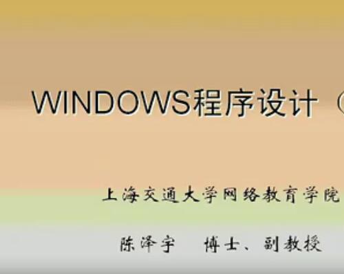 上海交大 陈泽宇Windows程序设计(C#) 视频教程30讲