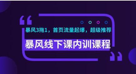 暴风线下课淘宝内训课程 暴风3拖1 淘宝首页流量起爆 超级推荐 视频+录音+文档