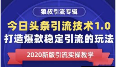 狼叔今日头条引流技术打造爆款稳定引流的玩法 快速获得平台推荐量的秘诀视频教程