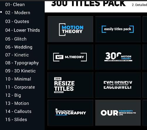 AE模板+PR预设-300组文字标题字幕动画 300 Titles Library