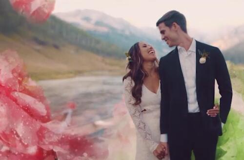PR模板-水墨花朵遮罩婚礼照片相册视频片头 Wedding Flowers Trailer