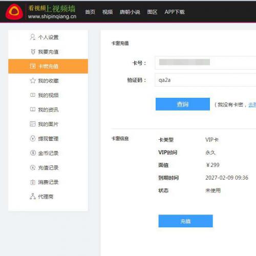 视频墙shipinqiang会员 包年VIP365天/118元 永久VIP3/299元