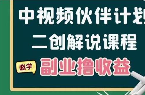 中视频二创解说陪跑课程：冷门蓝海副业撸收益 一天几千块